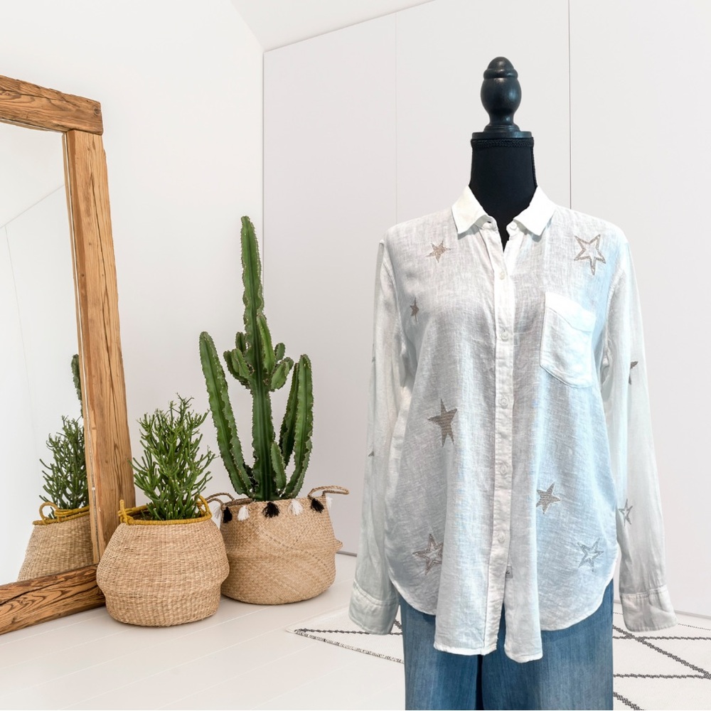 Rails Charli Star Embroidered Long Sleeve Button Down Shirt